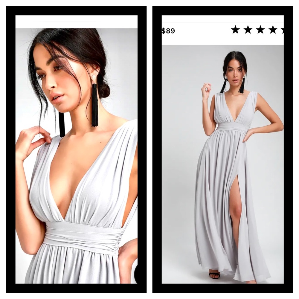 Lulu’s Heavenly Hue Light Grey Maxi Dress!